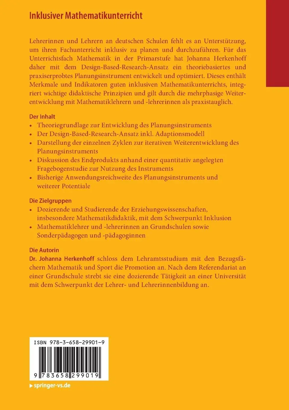 Rückseite: 9783658299019 | Inklusiver Mathematikunterricht | Johanna Herkenhoff | Taschenbuch