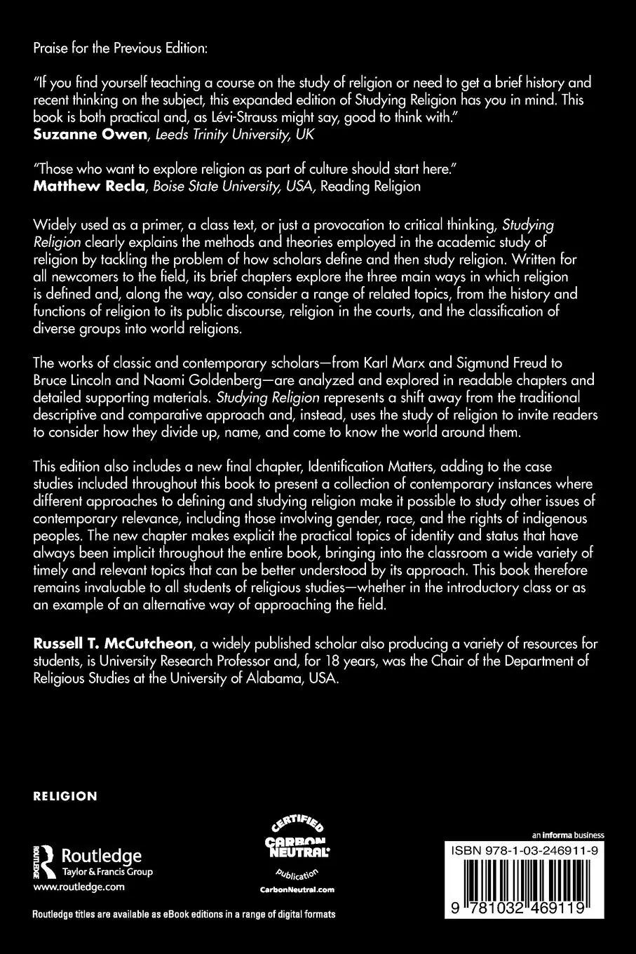 Rückseite: 9781032469119 | Studying Religion | An Introduction | Russell Mccutcheon | Taschenbuch