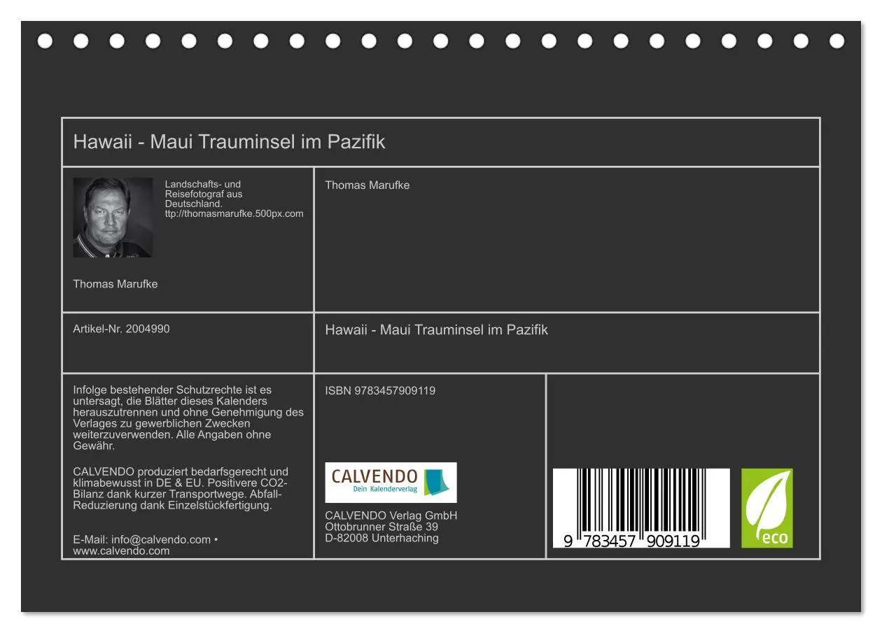 Bild: 9783457909119 | Hawaii - Maui Trauminsel im Pazifik (Tischkalender 2026 DIN A5...