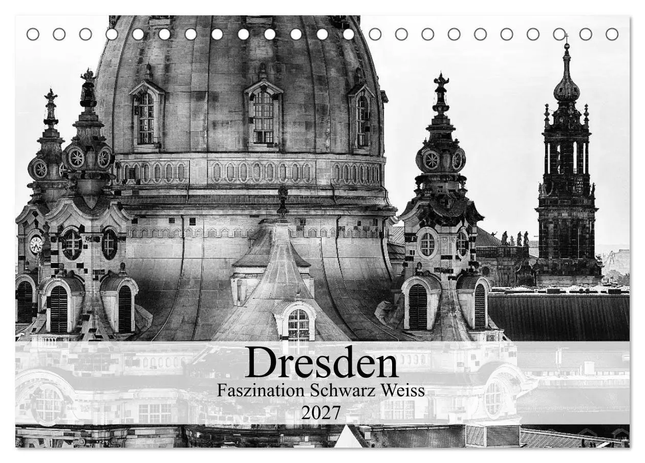 Cover: 9783594149119 | Dresden Faszination Schwarz Weiss (Tischkalender 2027 DIN A5 quer),...