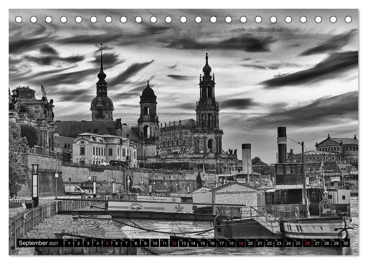 Bild: 9783594149119 | Dresden Faszination Schwarz Weiss (Tischkalender 2027 DIN A5 quer),...