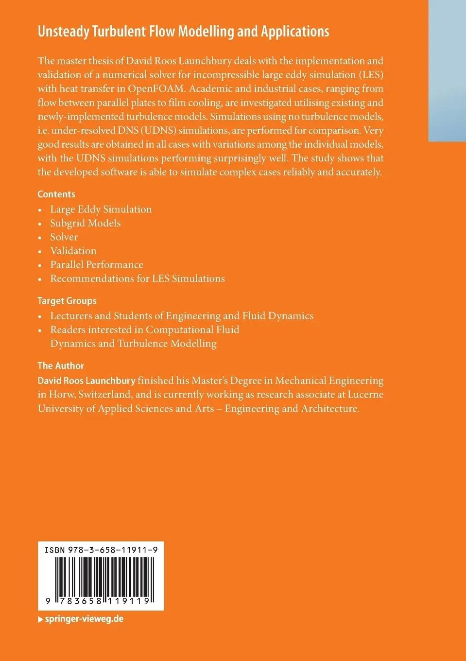 Rückseite: 9783658119119 | Unsteady Turbulent Flow Modelling and Applications | Launchbury | Buch