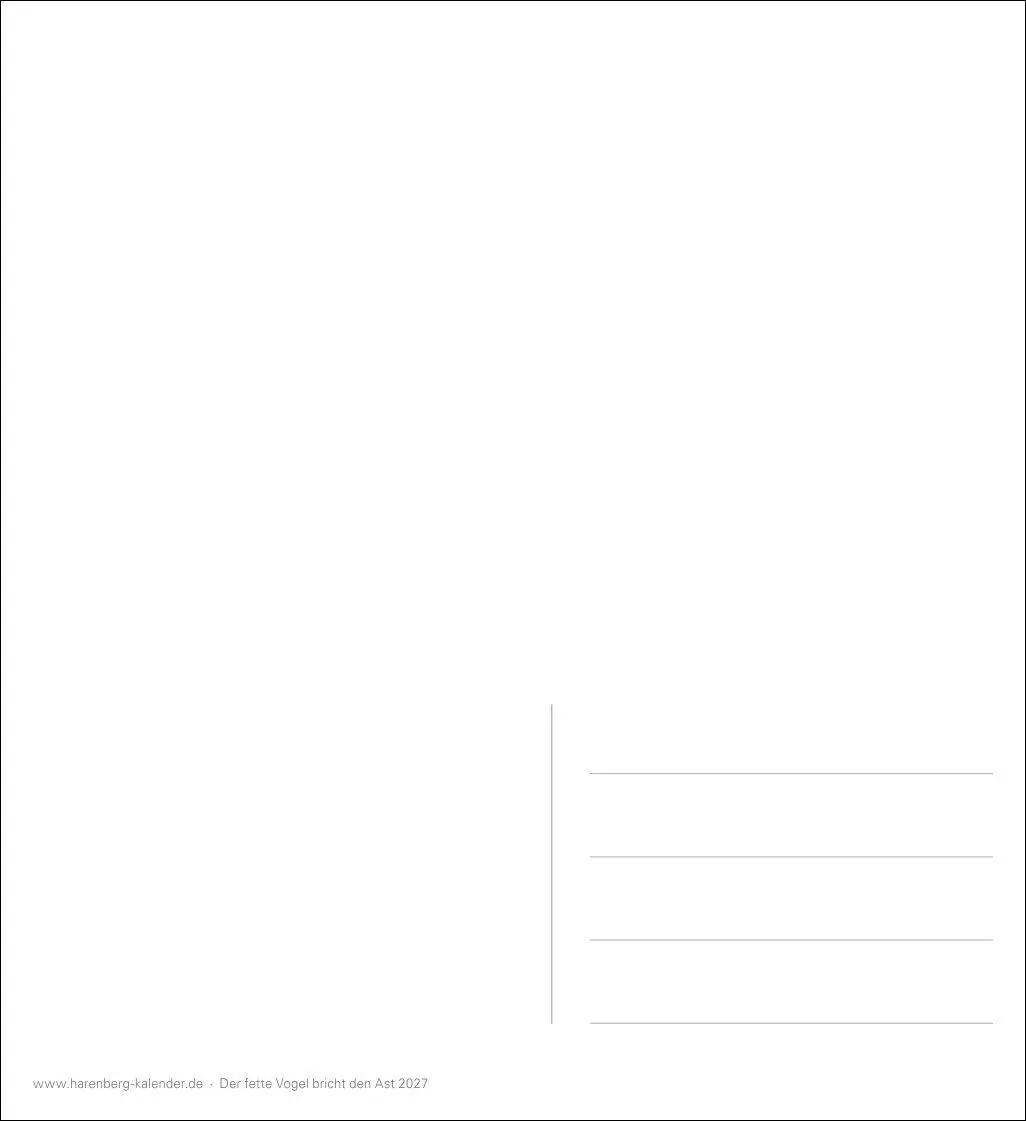 Bild: 9783840039119 | Der fette Vogel bricht den Ast Postkartenkalender 2027 -...