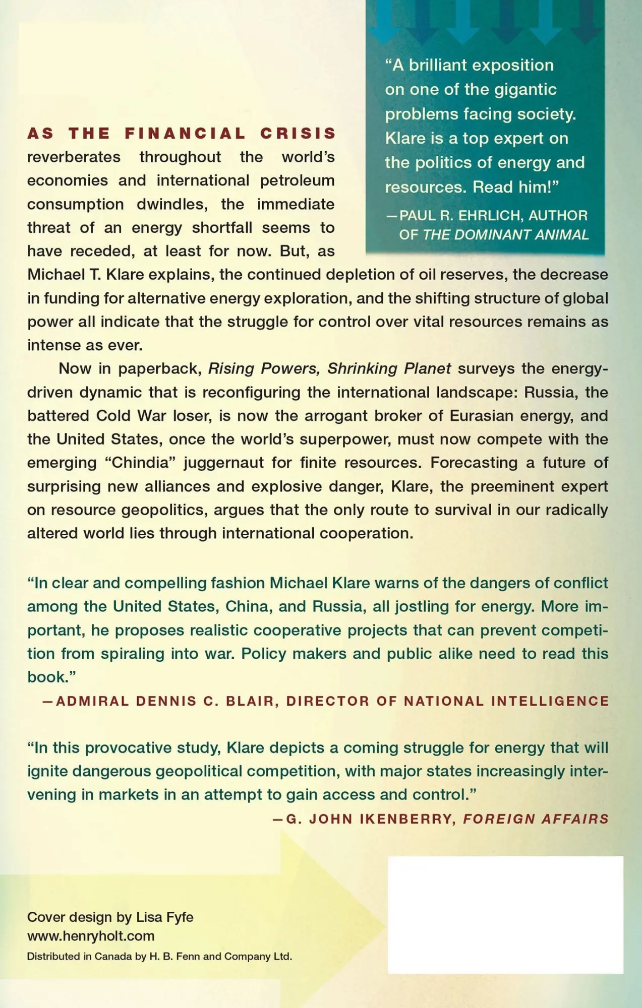 Rückseite: 9780805089219 | RISING POWERS, SHRINKING PLANET | Michael T. Klare | Taschenbuch