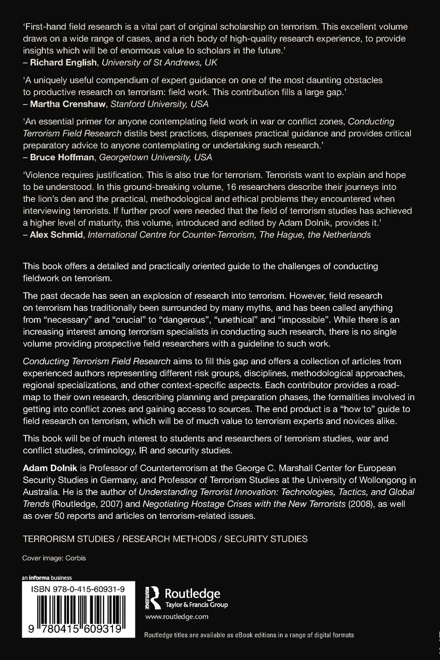 Rückseite: 9780415609319 | Conducting Terrorism Field Research | A Guide | Adam Dolnik | Buch