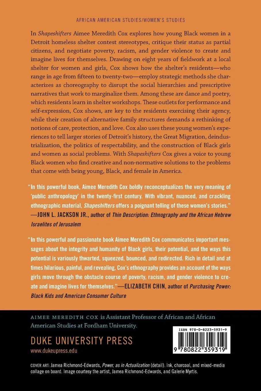 Rückseite: 9780822359319 | Shapeshifters | Black Girls and the Choreography of Citizenship | Cox