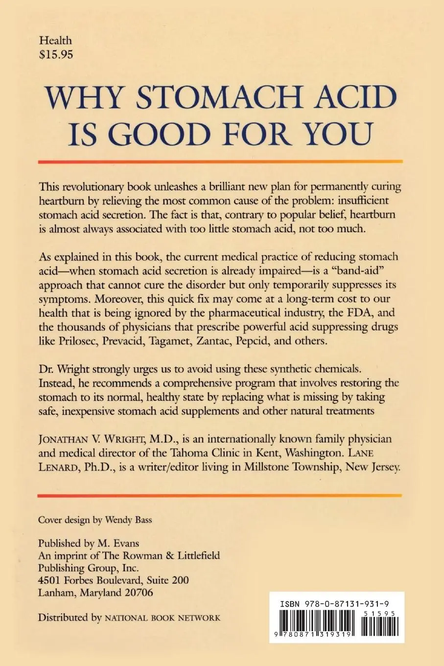 Rückseite: 9780871319319 | Why Stomach Acid Is Good for You | Jonathan V. Wright (u. a.) | Buch
