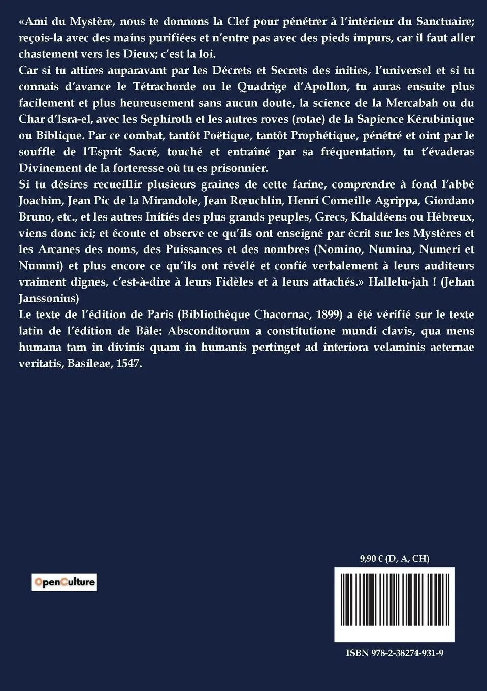 Rückseite: 9782382749319 | La clef des choses cachées | Guillaume Postel | Taschenbuch | 2022