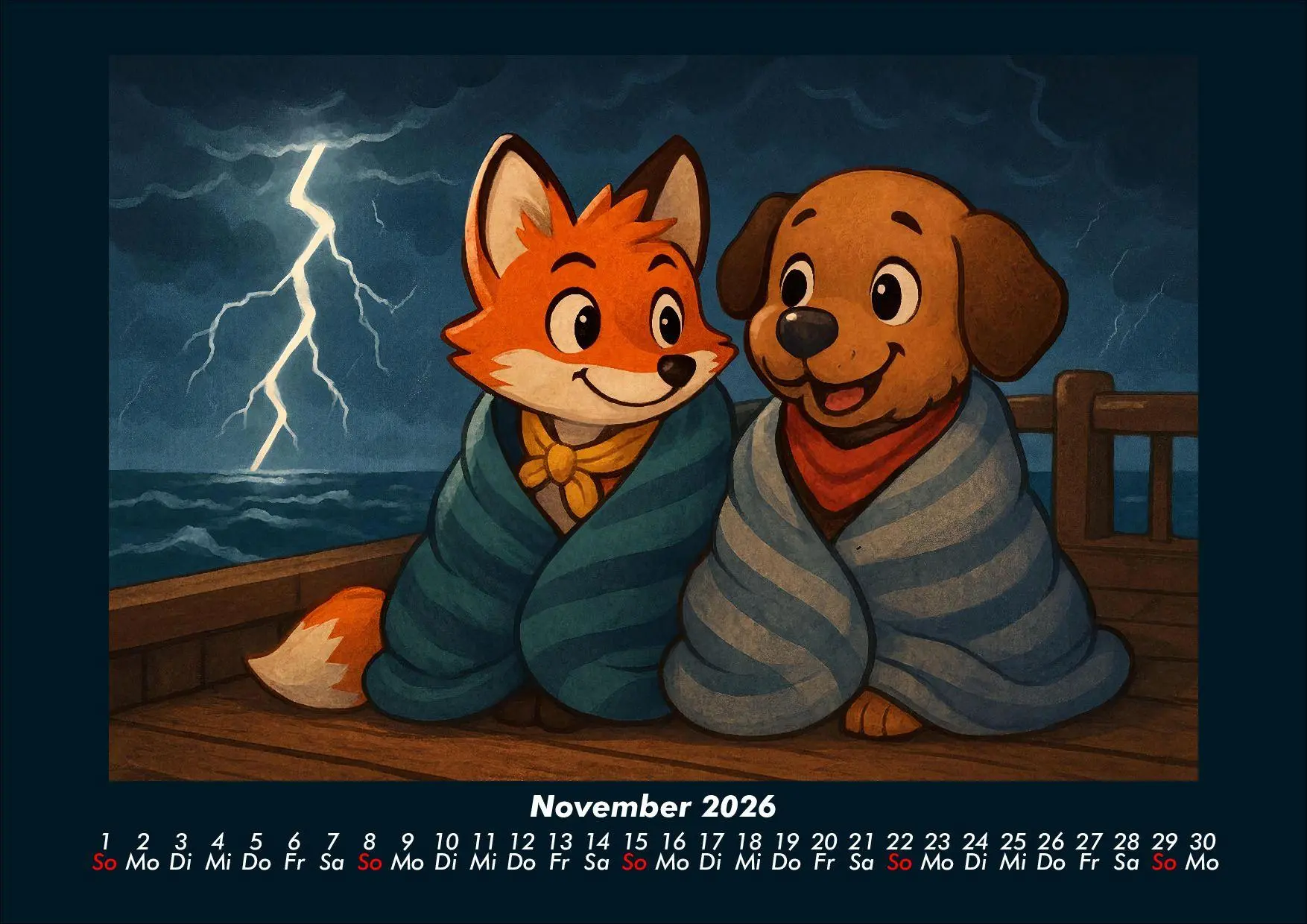 Bild: 9783695419319 | Finn &amp; Wuff auf Kreuzfahrt 2026 Fotokalender DIN A4 | Heber (u. a.)