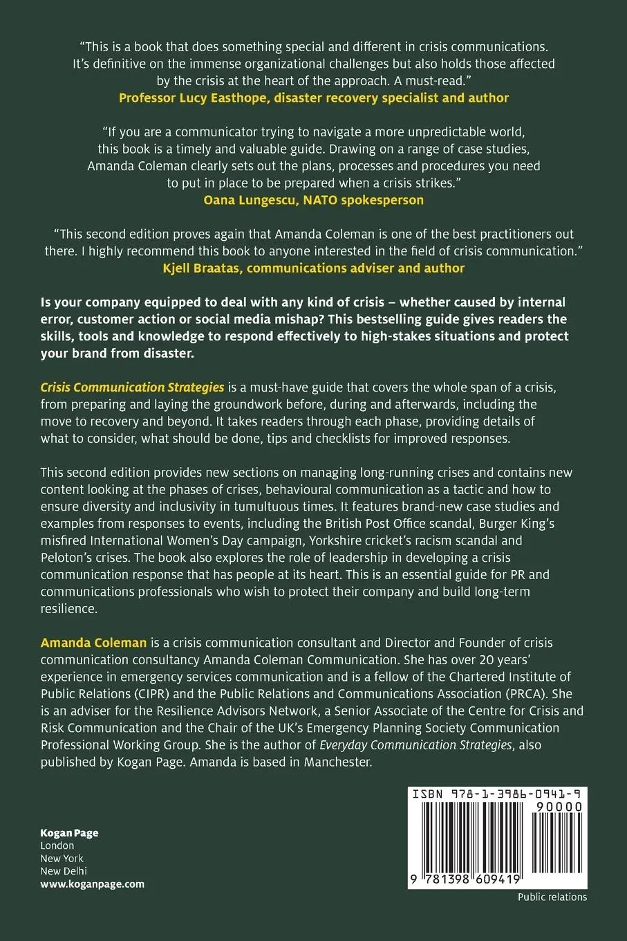 Rückseite: 9781398609419 | Crisis Communication Strategies | Amanda Coleman | Taschenbuch | 2023