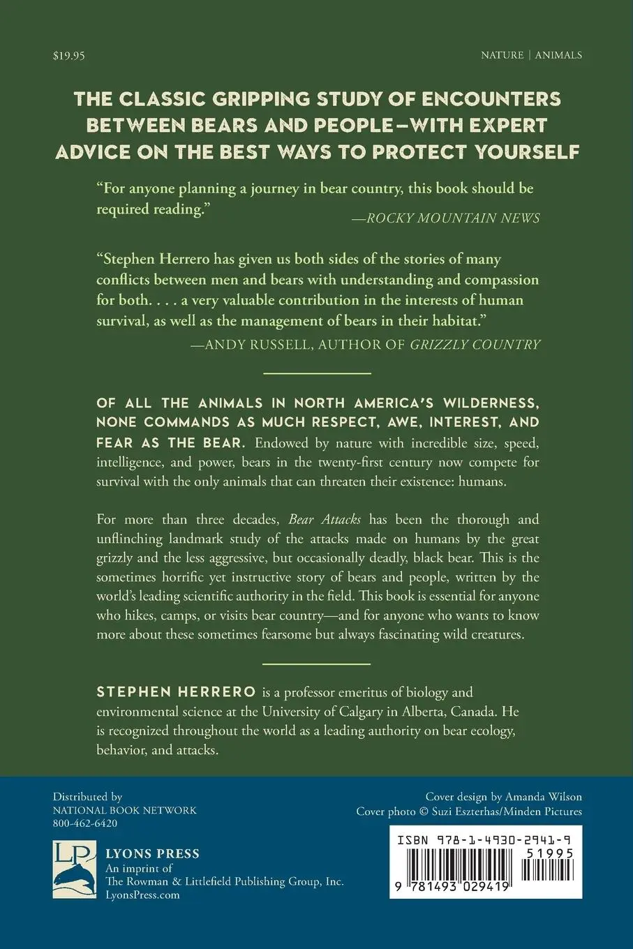 Rückseite: 9781493029419 | Bear Attacks | Their Causes and Avoidance | Stephen Herrero | Buch