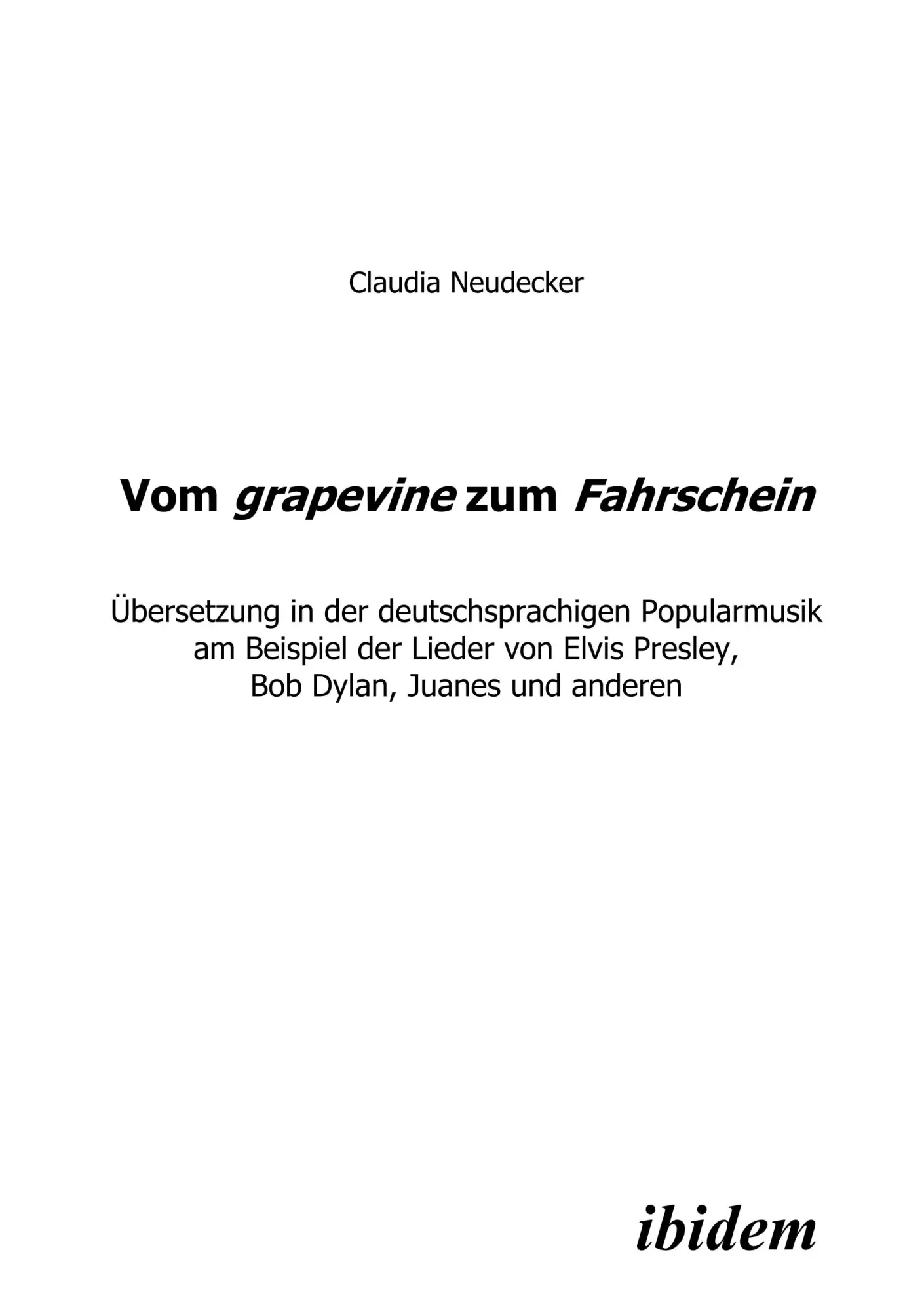 Cover: 9783898219419 | Vom grapevine zum Fahrschein. Übersetzung in der deutschsprachigen...