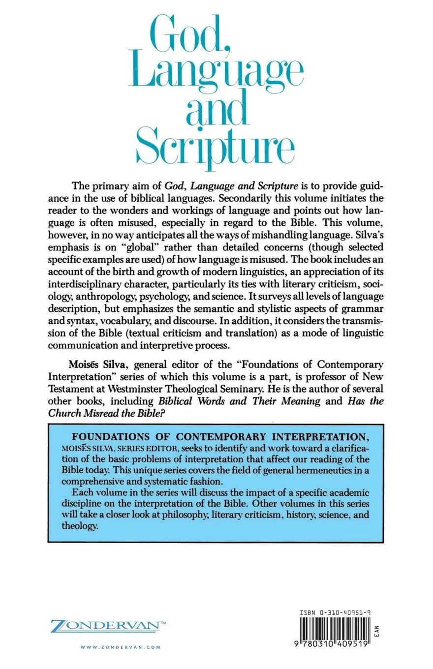 Rückseite: 9780310409519 | God, Language, and Scripture | Moises Silva | Taschenbuch | Englisch