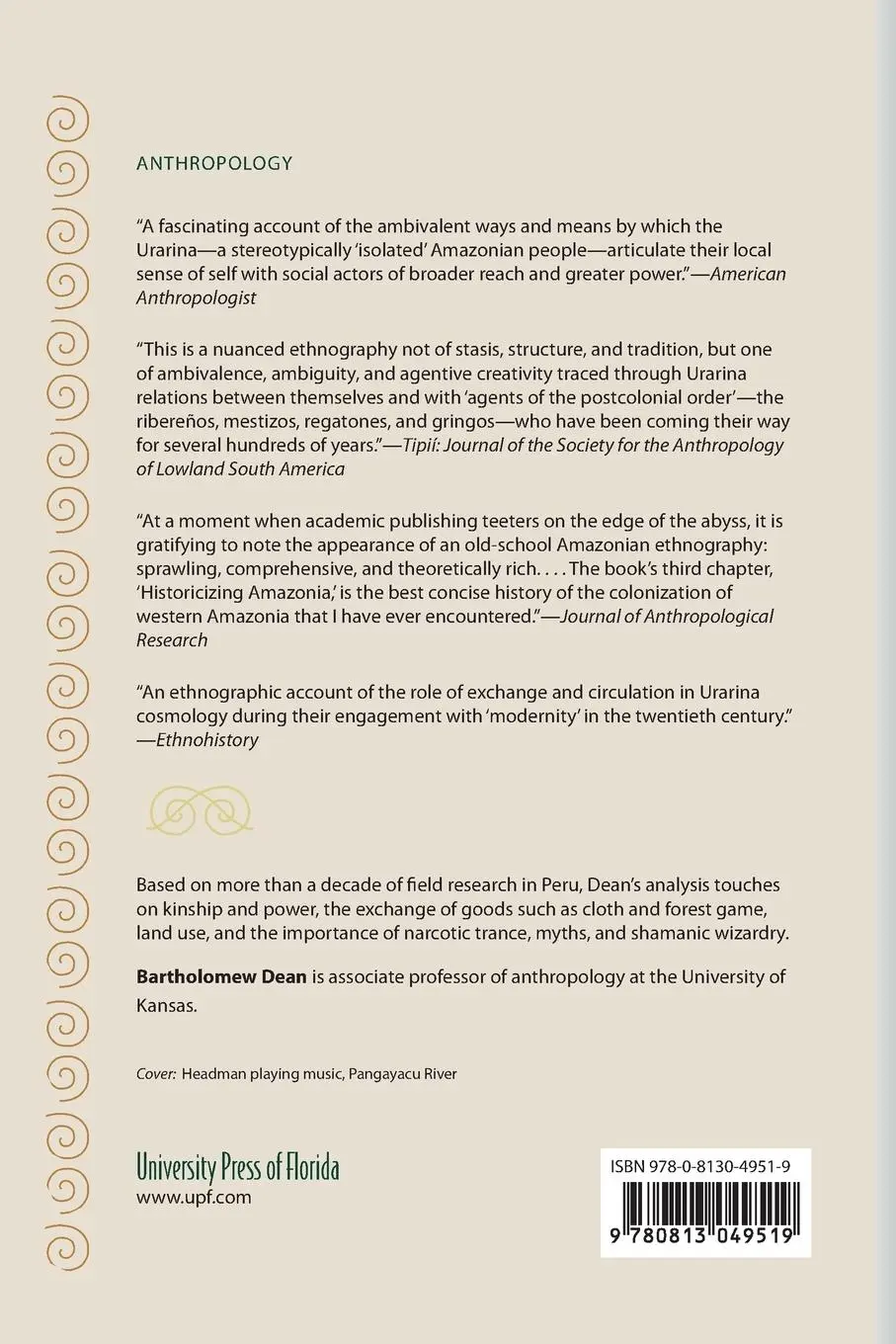 Rückseite: 9780813049519 | Urarina Society, Cosmology, and History in Peruvian Amazonia | Dean
