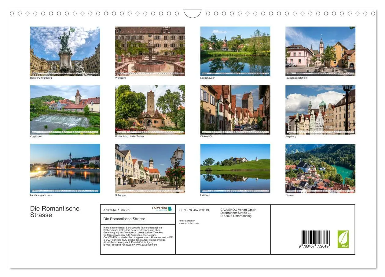 Bild: 9783457729519 | Die Romantische Strasse (Wandkalender 2026 DIN A3 quer), CALVENDO...