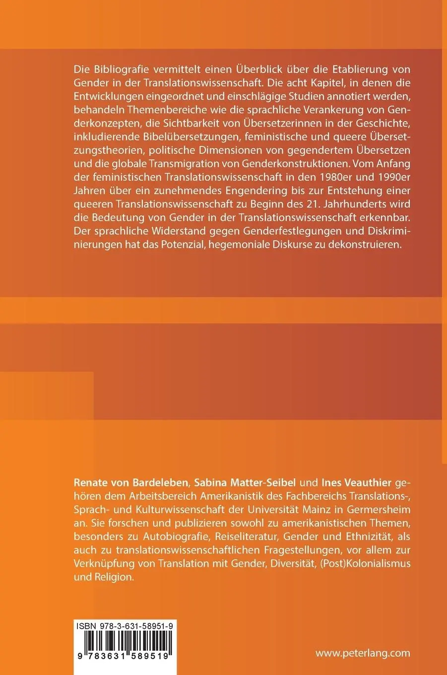 Rückseite: 9783631589519 | Frauen, Gender und Translation | Eine annotierte Bibliografie | Buch