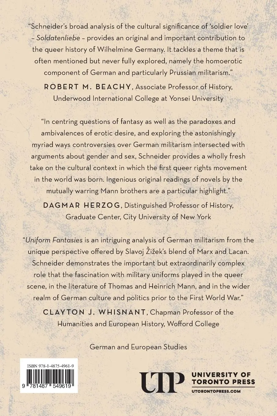 Rückseite: 9781487549619 | Uniform Fantasies | Jeffrey Schneider | Taschenbuch | Englisch | 2023