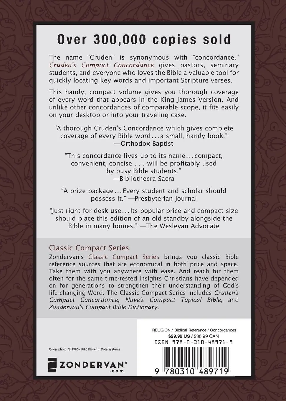 Rückseite: 9780310489719 | Cruden's Compact Concordance | Alexander Cruden | Taschenbuch | 1999