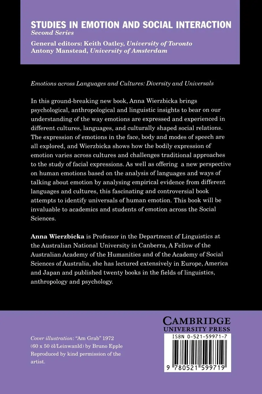 Rückseite: 9780521599719 | Emotions Across Languages and Cultures | Diversity and Universals