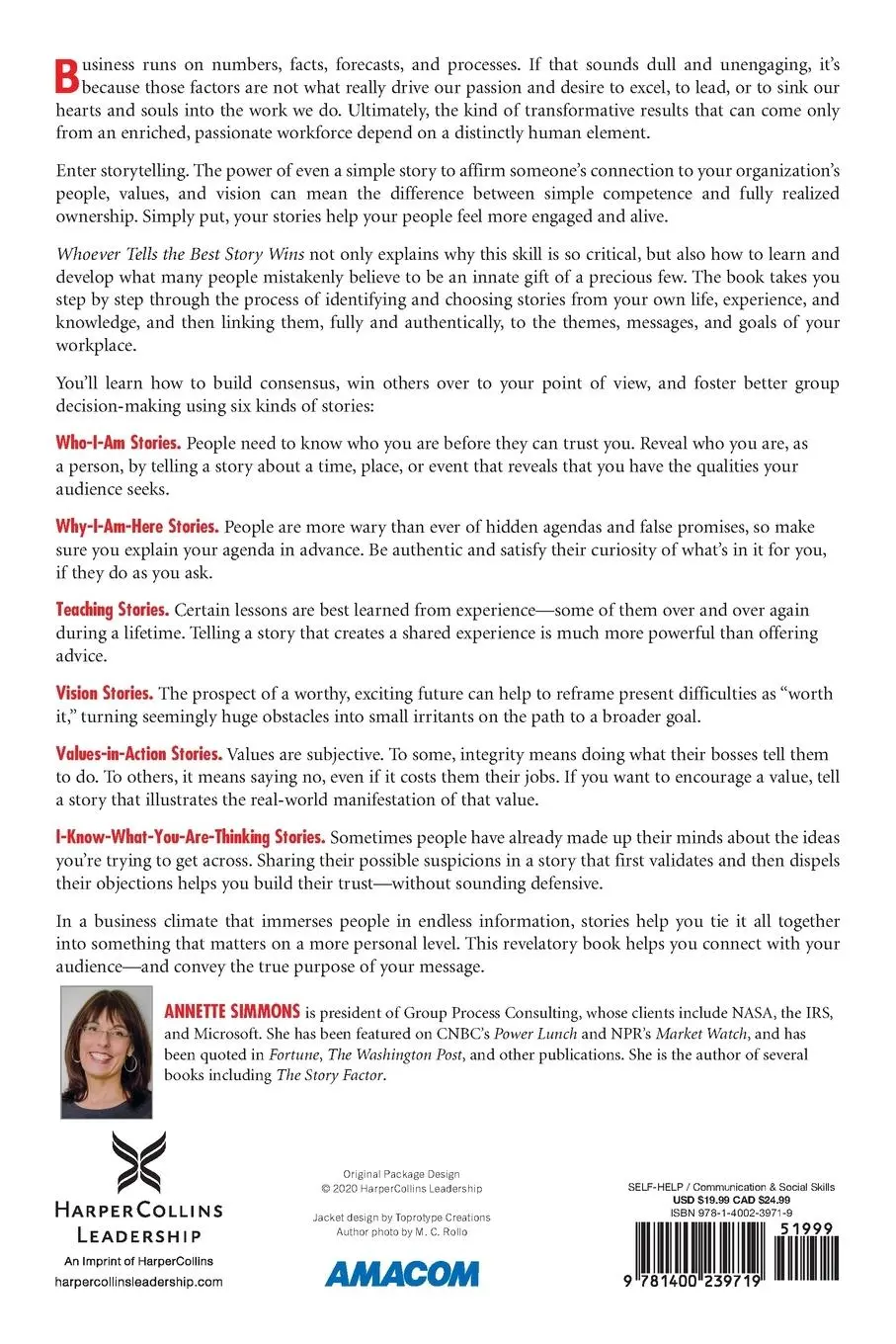Rückseite: 9781400239719 | Whoever Tells the Best Story Wins | Annette Simmons | Taschenbuch