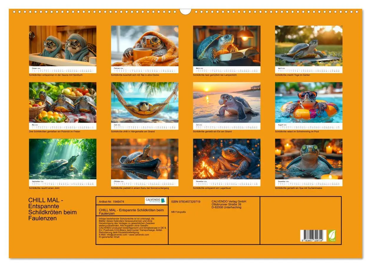 Bild: 9783457329719 | CHILL MAL - Entspannte Schildkröten beim Faulenzen (Wandkalender...