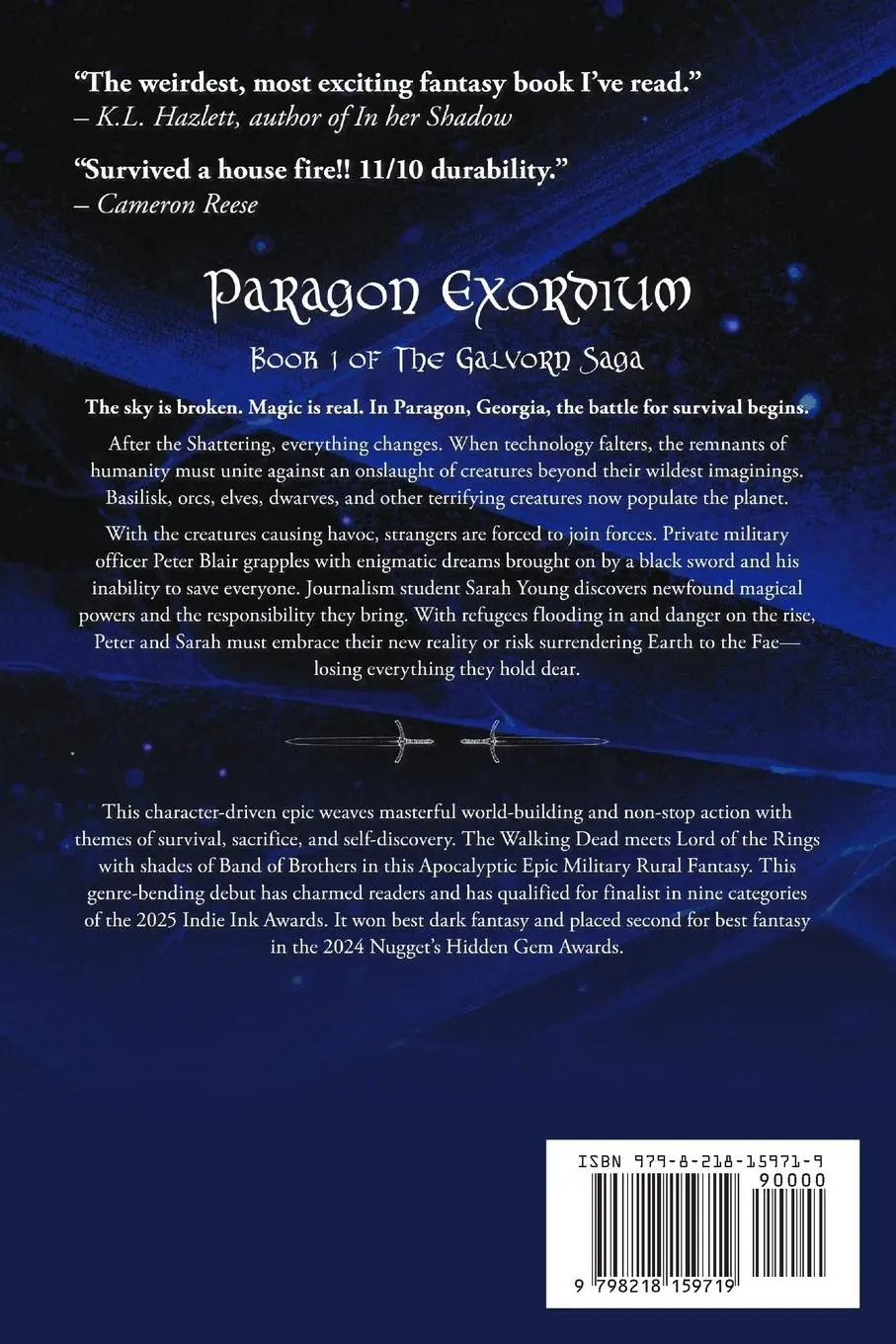 Rückseite: 9798218159719 | Paragon Exordium | Epic Nobledark Military Fantasy | Mikel Melwasul