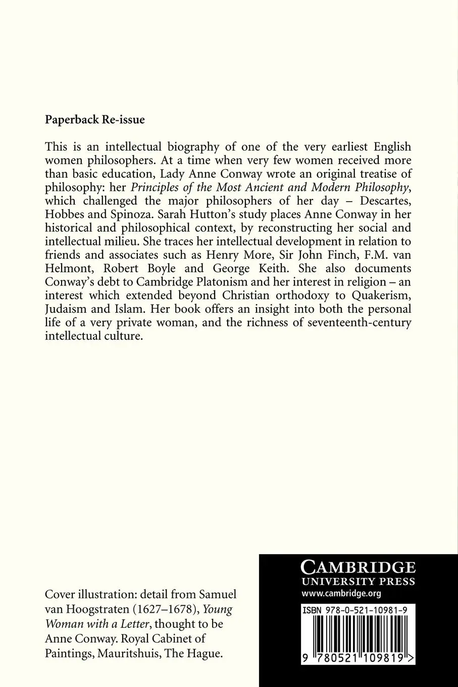 Rückseite: 9780521109819 | Anne Conway | A Woman Philosopher | Sarah Hutton | Taschenbuch | 2008