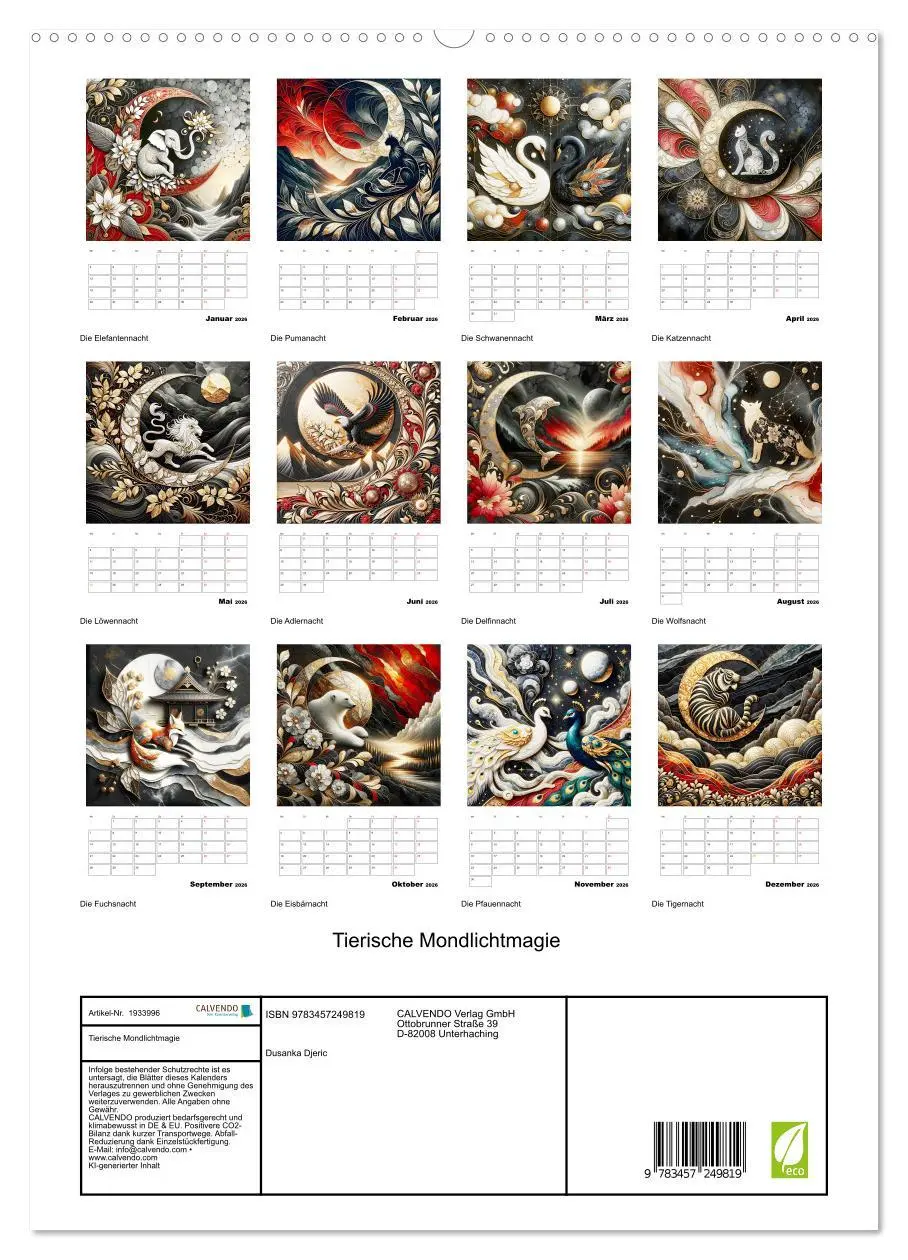 Bild: 9783457249819 | Tierische Mondlichtmagie (hochwertiger Premium Wandkalender 2026...