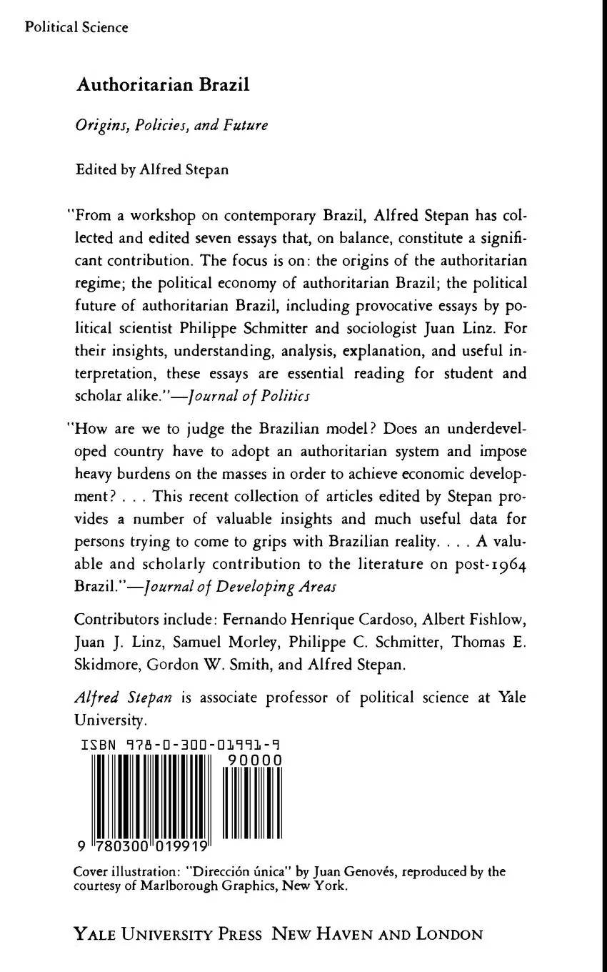 Rückseite: 9780300019919 | Authoritarian Brazil | Origins, Policies, and Future | Alfred Stephan