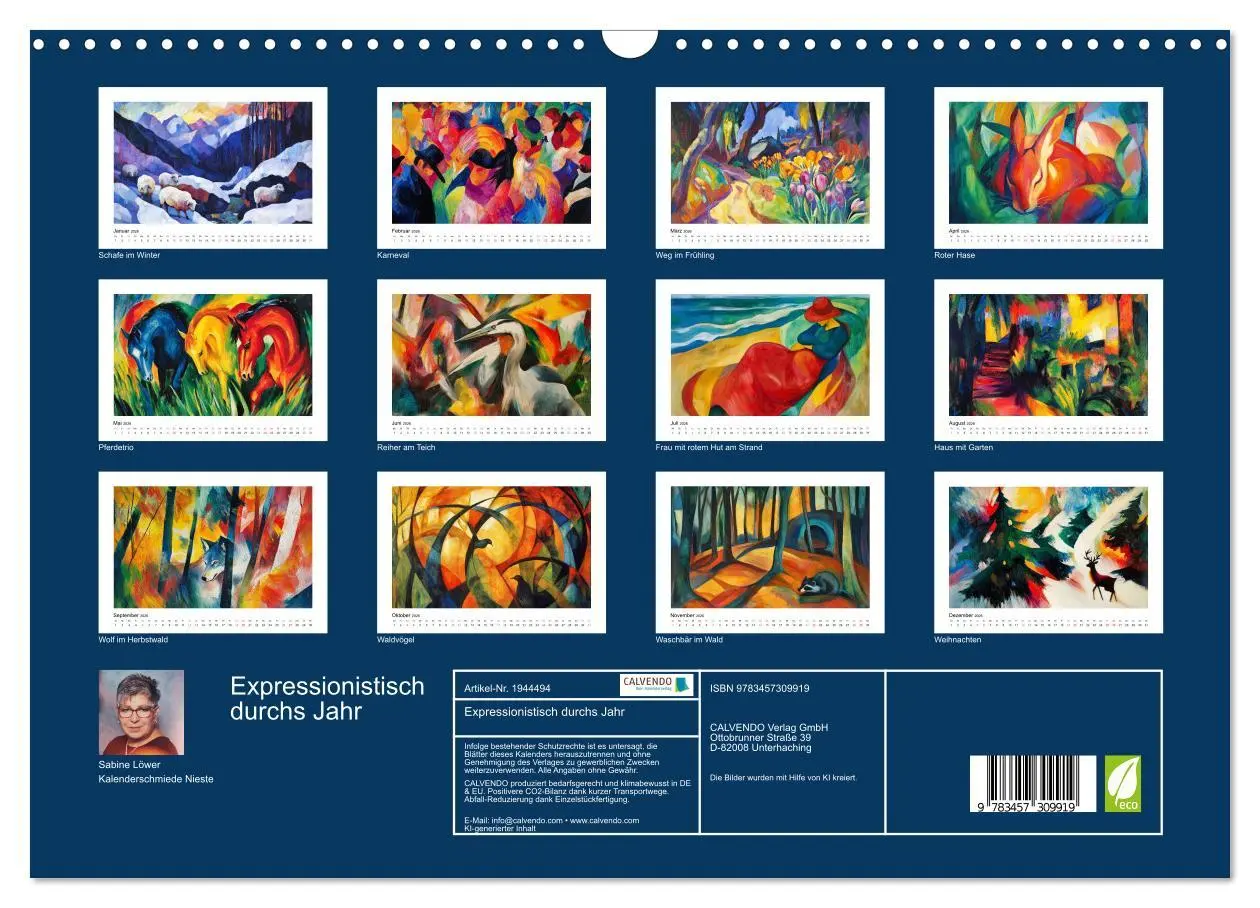 Bild: 9783457309919 | Expressionistisch durchs Jahr (Wandkalender 2026 DIN A3 quer),...
