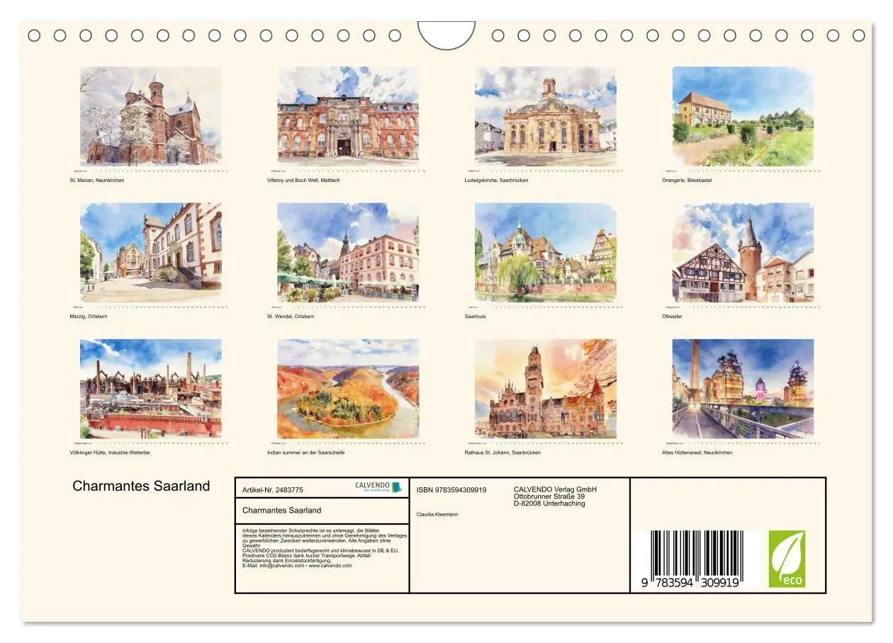 Bild: 9783594309919 | Charmantes Saarland (Wandkalender 2027 DIN A4 quer), CALVENDO...