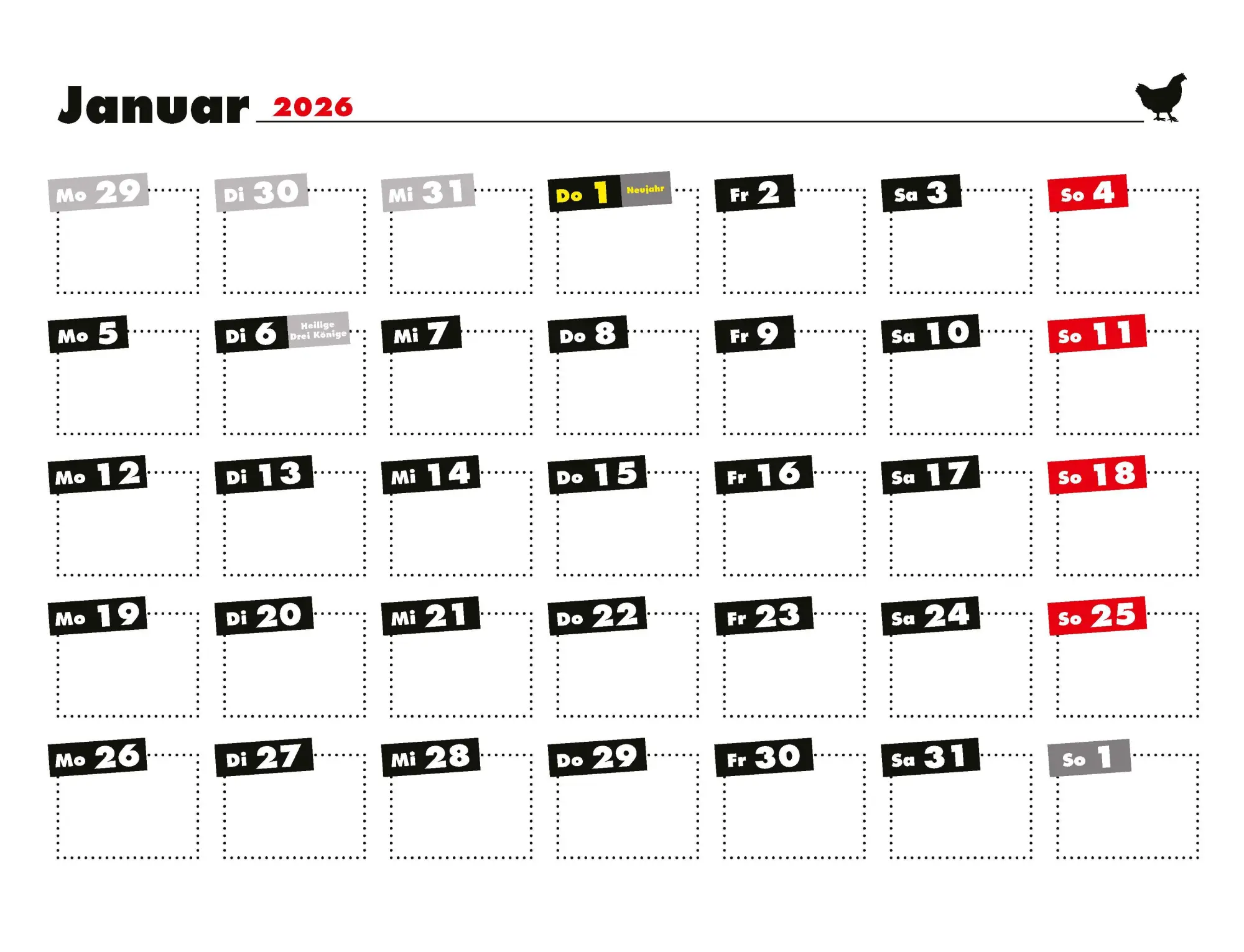 Bild: 9783966649919 | Kalender Hühner Memes 2026 Eintragkalender | Tierischer Hühner-Spaß