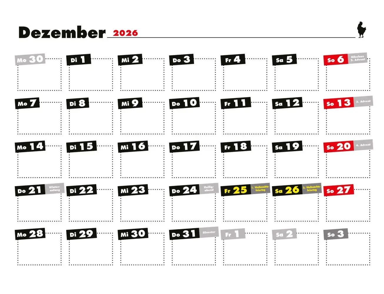 Bild: 9783966649919 | Kalender Hühner Memes 2026 Eintragkalender | Tierischer Hühner-Spaß