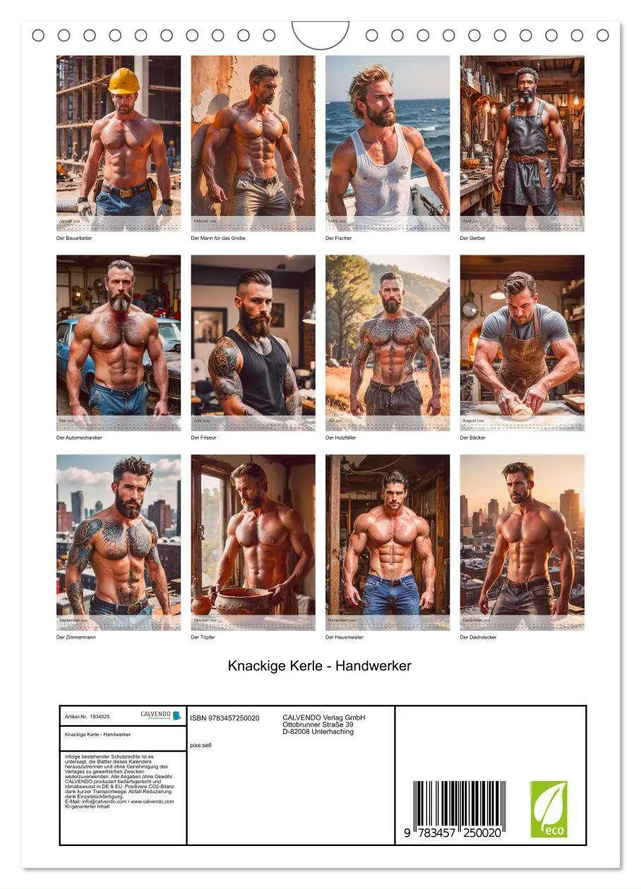 Bild: 9783457250020 | Knackige Kerle - Handwerker (Wandkalender 2026 DIN A4 hoch),...