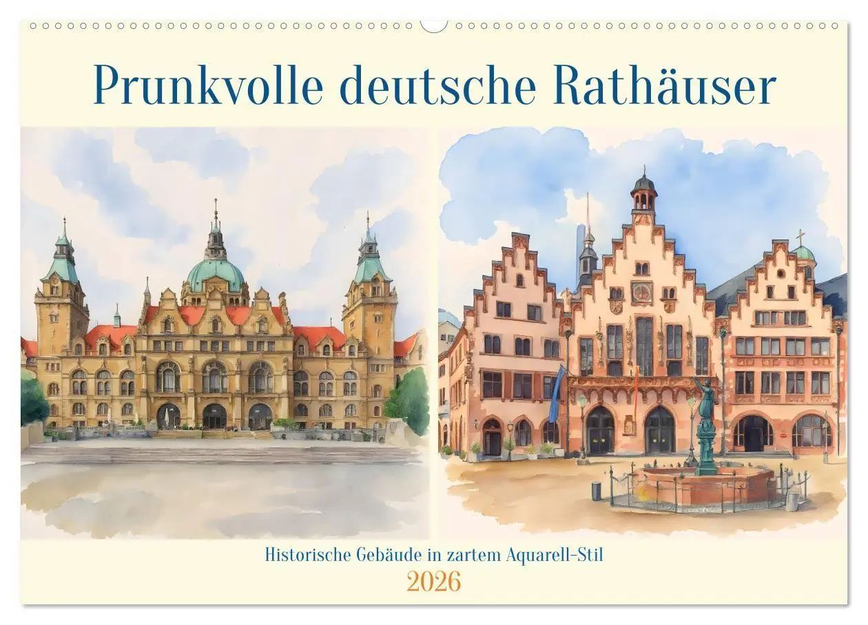 Cover: 9783516720020 | Prunkvolle deutsche Rathäuser (Wandkalender 2026 DIN A2 quer),...