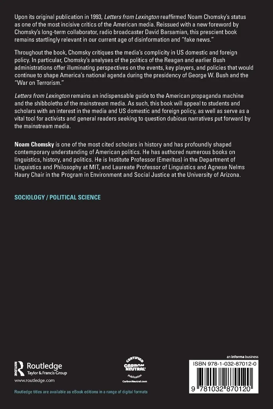 Rückseite: 9781032870120 | Letters from Lexington | Reflections on Propaganda | Noam Chomsky