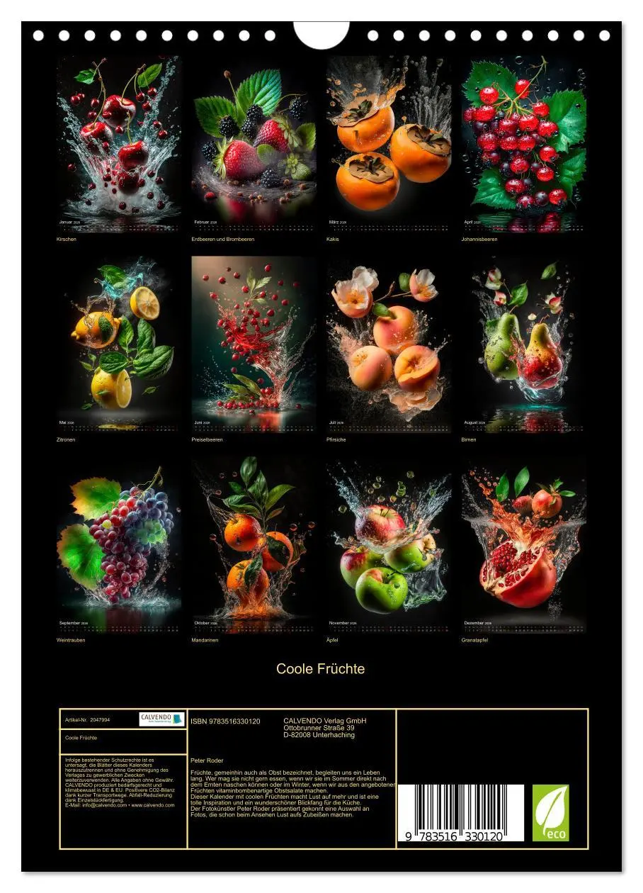 Bild: 9783516330120 | Coole Früchte (Wandkalender 2026 DIN A4 hoch), CALVENDO Monatskalender