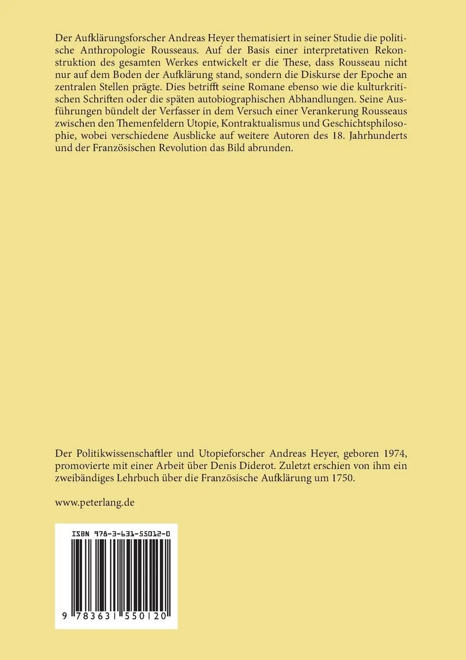 Rückseite: 9783631550120 | Die politische Dimension der Anthropologie | Andreas Heyer | Buch