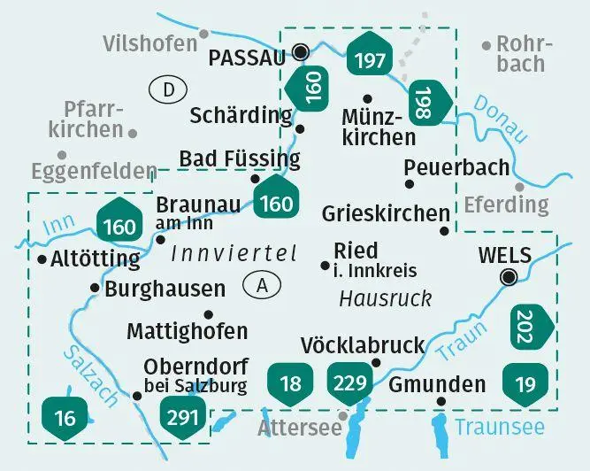 Bild: 9783991540120 | KOMPASS Wanderkarten-Set 201 Innviertel, Hausruck (2 Karten) 1:50.000