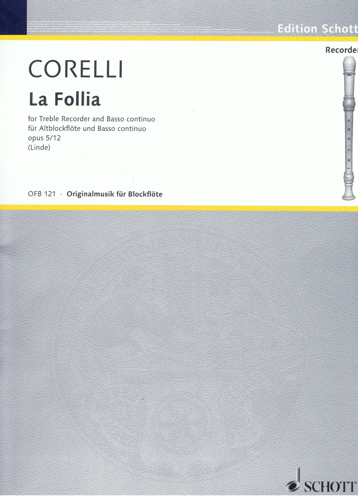Cover: 9790001100120 | La Follia | Transkription für Alt-Blockflöte und Basso continuo | Buch