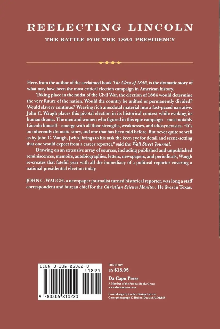 Rückseite: 9780306810220 | Reelecting Lincoln | The Battle for the 1864 Presidency | Waugh | Buch