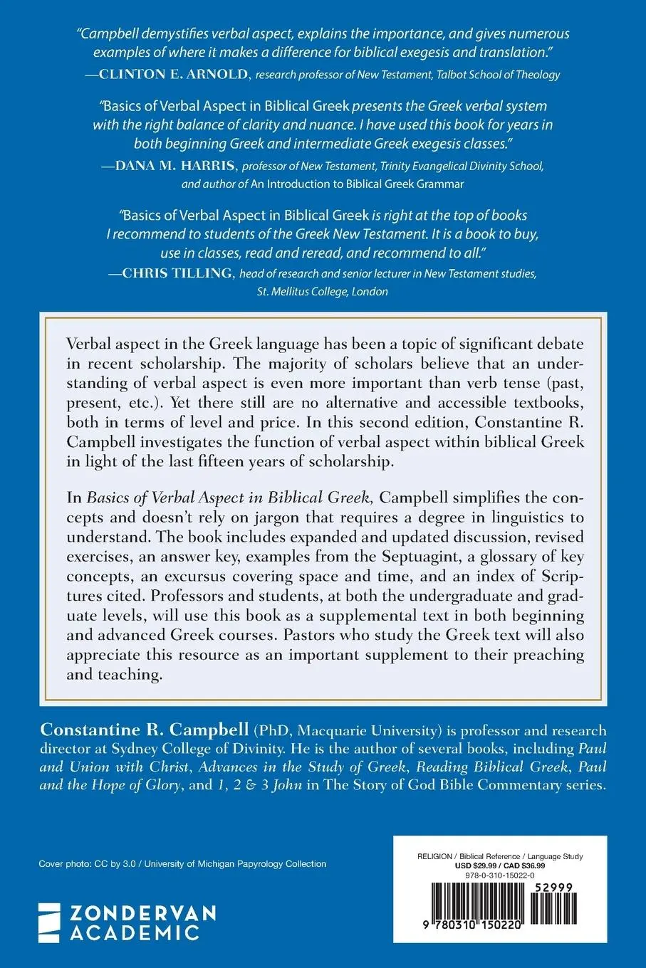 Rückseite: 9780310150220 | Basics of Verbal Aspect in Biblical Greek | Second Edition | Campbell