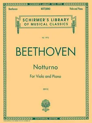 Cover: 9780793520220 | Notturno for Viola and Piano Centennial Edition: Schirmer Library...