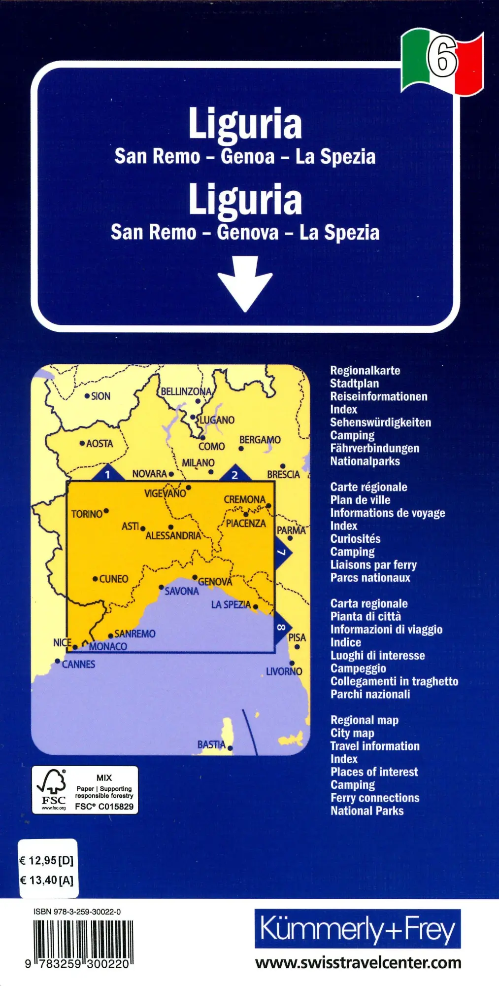 Bild: 9783259300220 | Regional-Strassenkarte 6 Ligurien 1:200.000 | (Land-)Karte | Deutsch