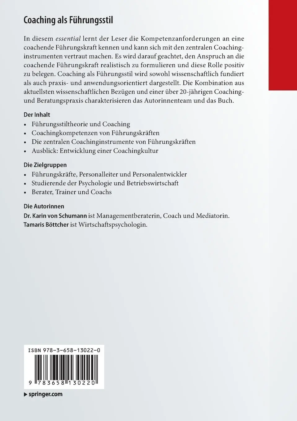 Rückseite: 9783658130220 | Coaching als Führungsstil | Tamaris Böttcher (u. a.) | Taschenbuch
