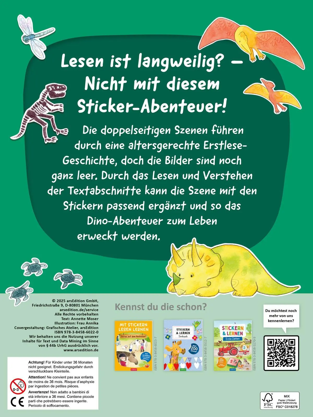 Rückseite: 9783845860220 | Mit Stickern Lesen lernen - Abenteuer im Dino-Park | Annette Moser