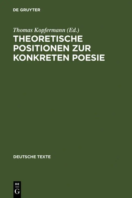 Cover: 9783484190320 | Theoretische Positionen zur Konkreten Poesie | Texte und Bibliographie