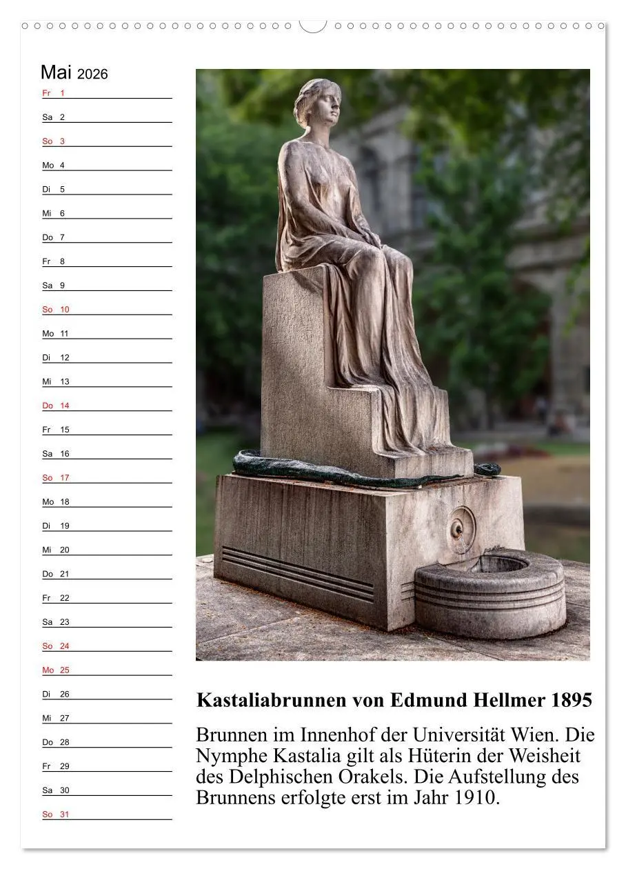 Bild: 9783516310320 | Brunnenkunst in Wien (Wandkalender 2026 DIN A2 hoch), CALVENDO...