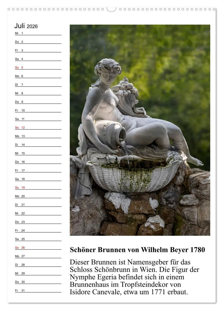 Bild: 9783516310320 | Brunnenkunst in Wien (Wandkalender 2026 DIN A2 hoch), CALVENDO...