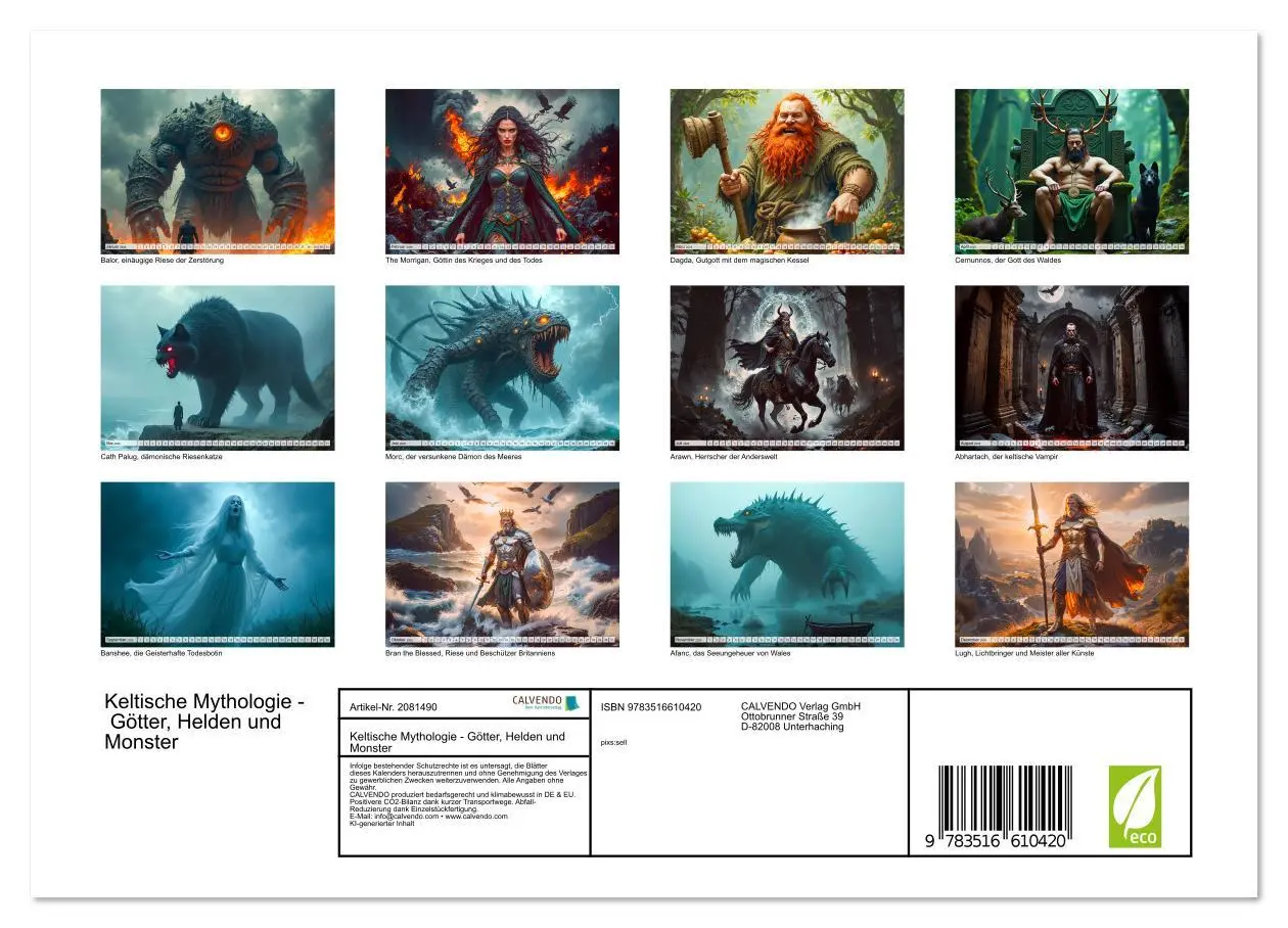 Bild: 9783516610420 | Keltische Mythologie - Götter, Helden und Monster (Wandkalender...
